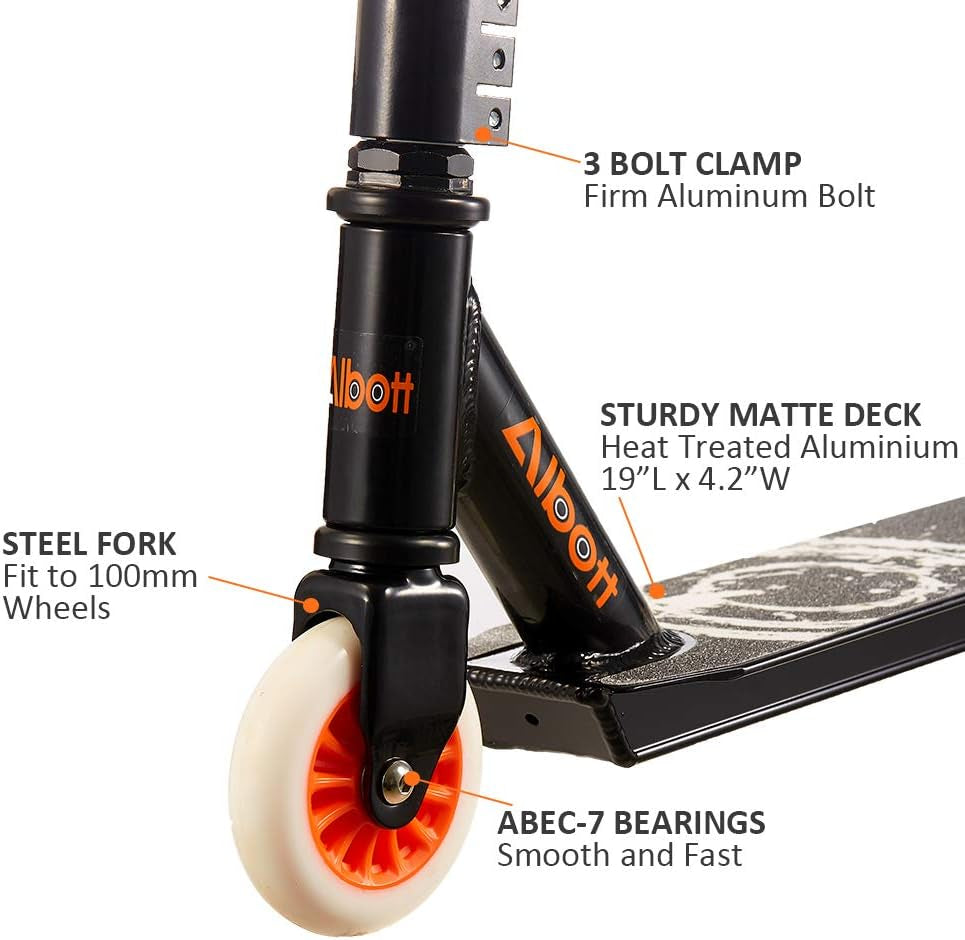 Pro Scooters Stunt Scooter - Complete Trick Scooters Beginner Freestyle Sports Kick Scooter with Fixed Bar Scooter for Kids 8 Years and Up,Boys,Teens,Adults