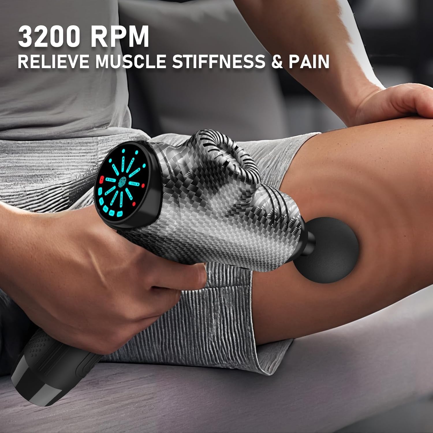 Massage Gun, Handheld Electric Deep Tissue Back Massager for Athletes for Pain Relief Attaching 8 Replacement Heads, Percussion Massager with 10 Speeds, Valentine'S Day Gifts, Carbon