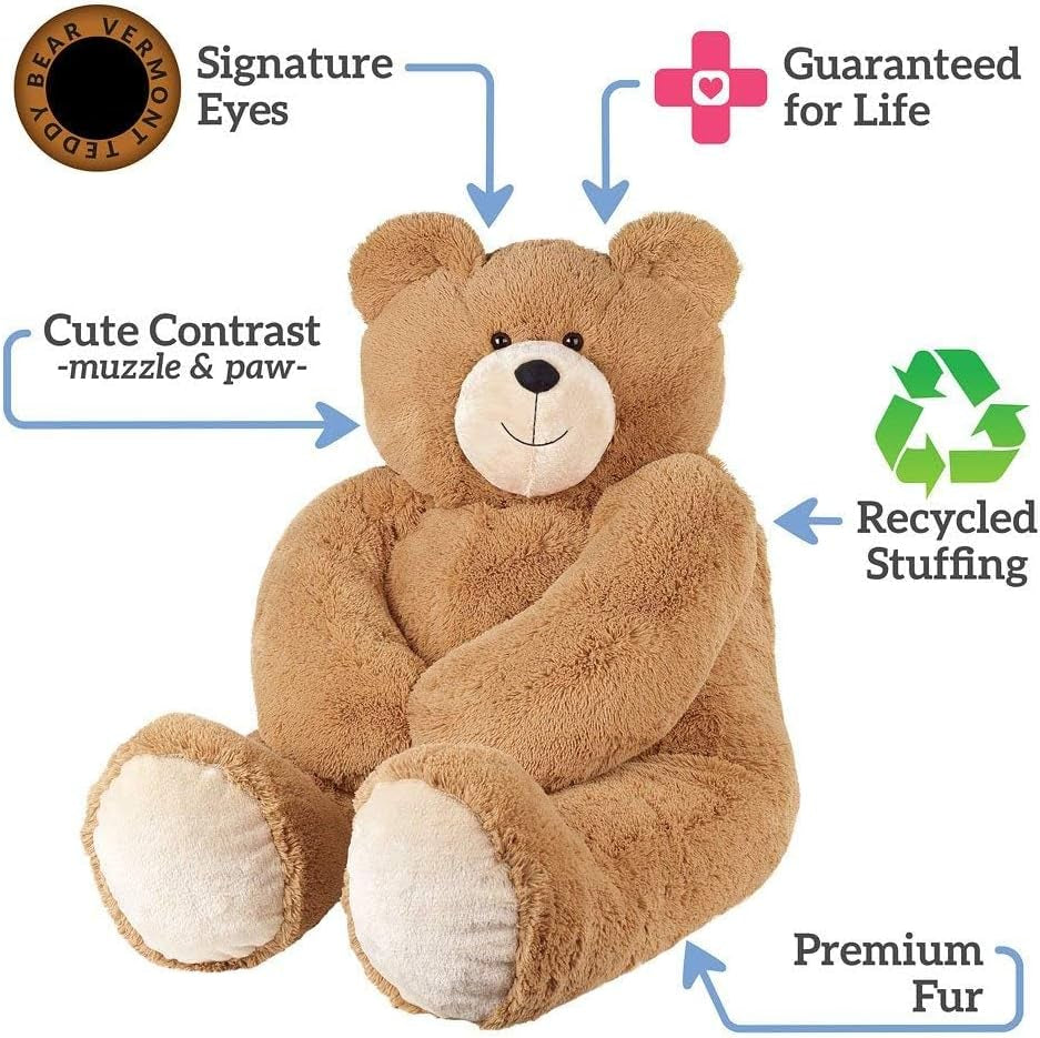 4 FT Giant Teddy Bear - 48" Plush Stuffed Animal, Soft Brown Gift for Valentines Day, Birthdays, Anniversaries - Designed in the USA