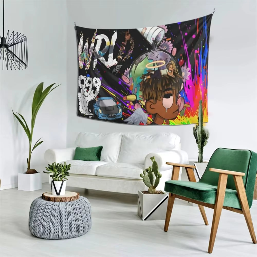 2025 Hot Selling Rapper Tapestry Juice Wrld Singer Tapestry Rapper Poster Wall Hanging Art Decor for Living Room Bedroom Dorm