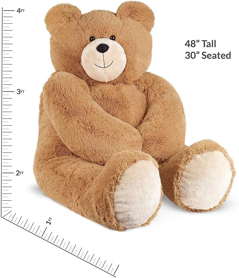 4 FT Giant Teddy Bear - 48" Plush Stuffed Animal, Soft Brown Gift for Valentines Day, Birthdays, Anniversaries - Designed in the USA