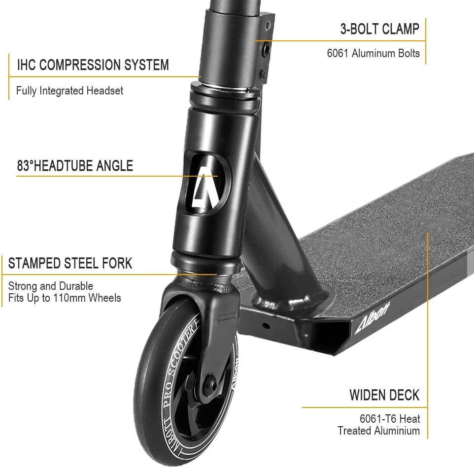 Pro Scooters Trick Scooter - Freestyle 110Mm Aluminium Core Wheels & ABEC-9 Stunt Scooters for Kids 8 Years and up Entry Level Scooter for Beginner Boys Girls Teens Adults