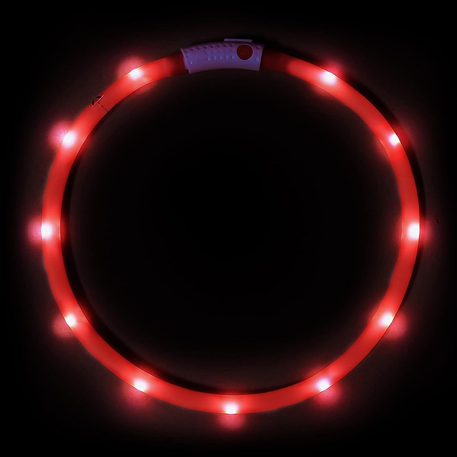 Led Dog Collar, USB Rechargeable LED Dog Necklace Light, Silicone Light up Dog Collars Glow in the Dark (Red-Silicone)