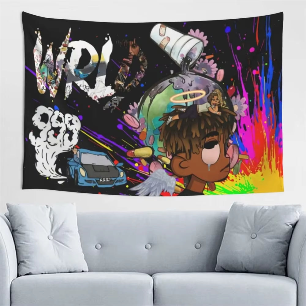 2025 Hot Selling Rapper Tapestry Juice Wrld Singer Tapestry Rapper Poster Wall Hanging Art Decor for Living Room Bedroom Dorm